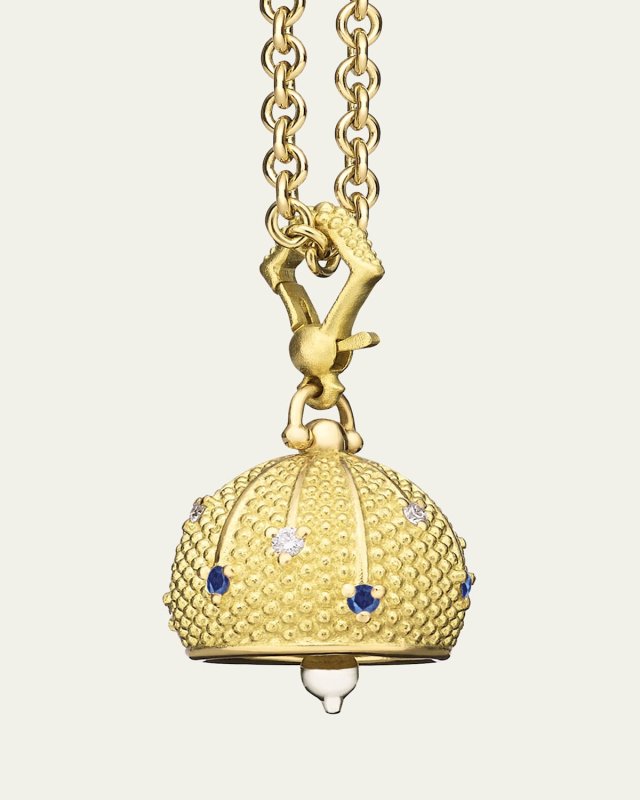18k YG Belle Charm with Diamonds and Sapphire